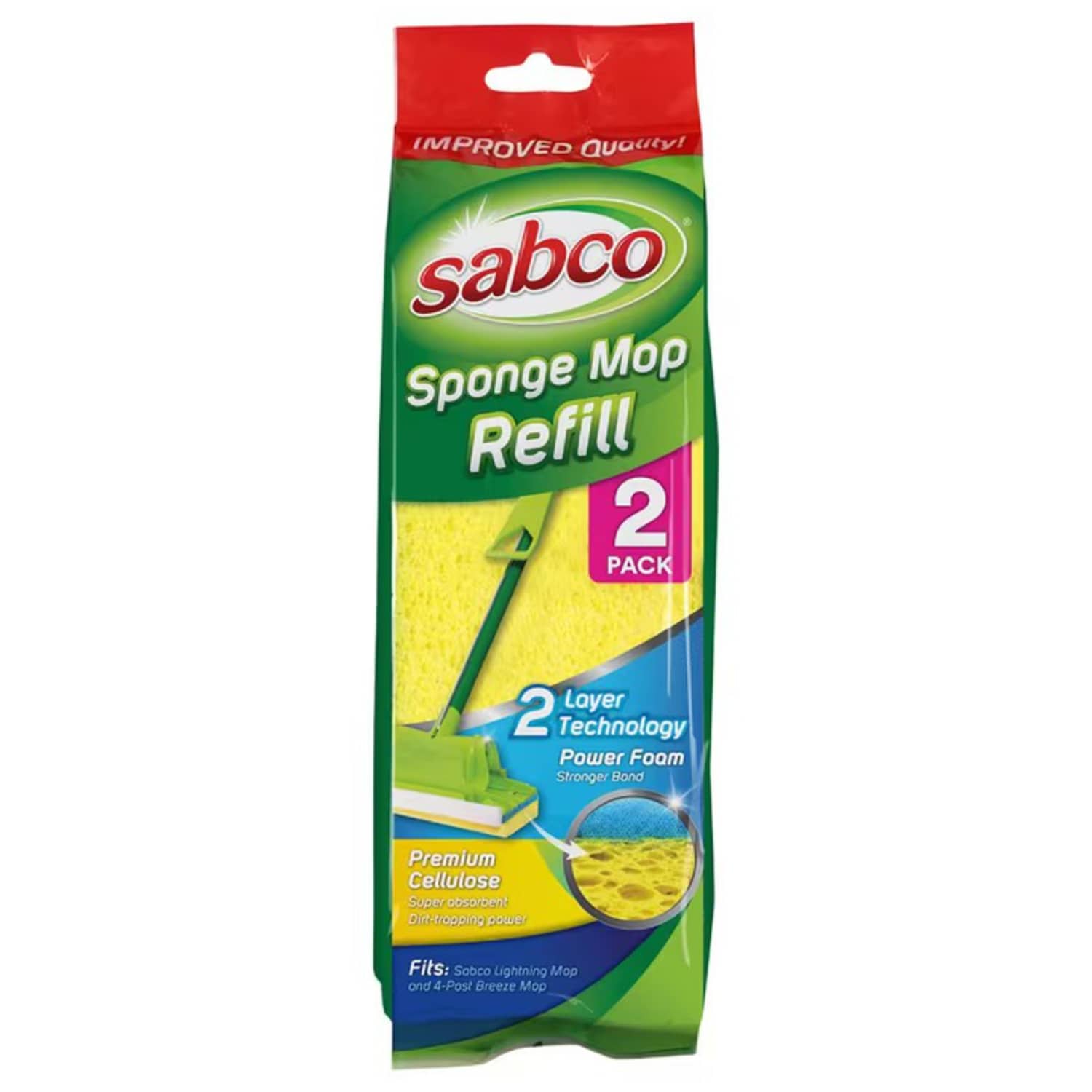 Sabco Sponge Mop Refill 2 Pack Impact