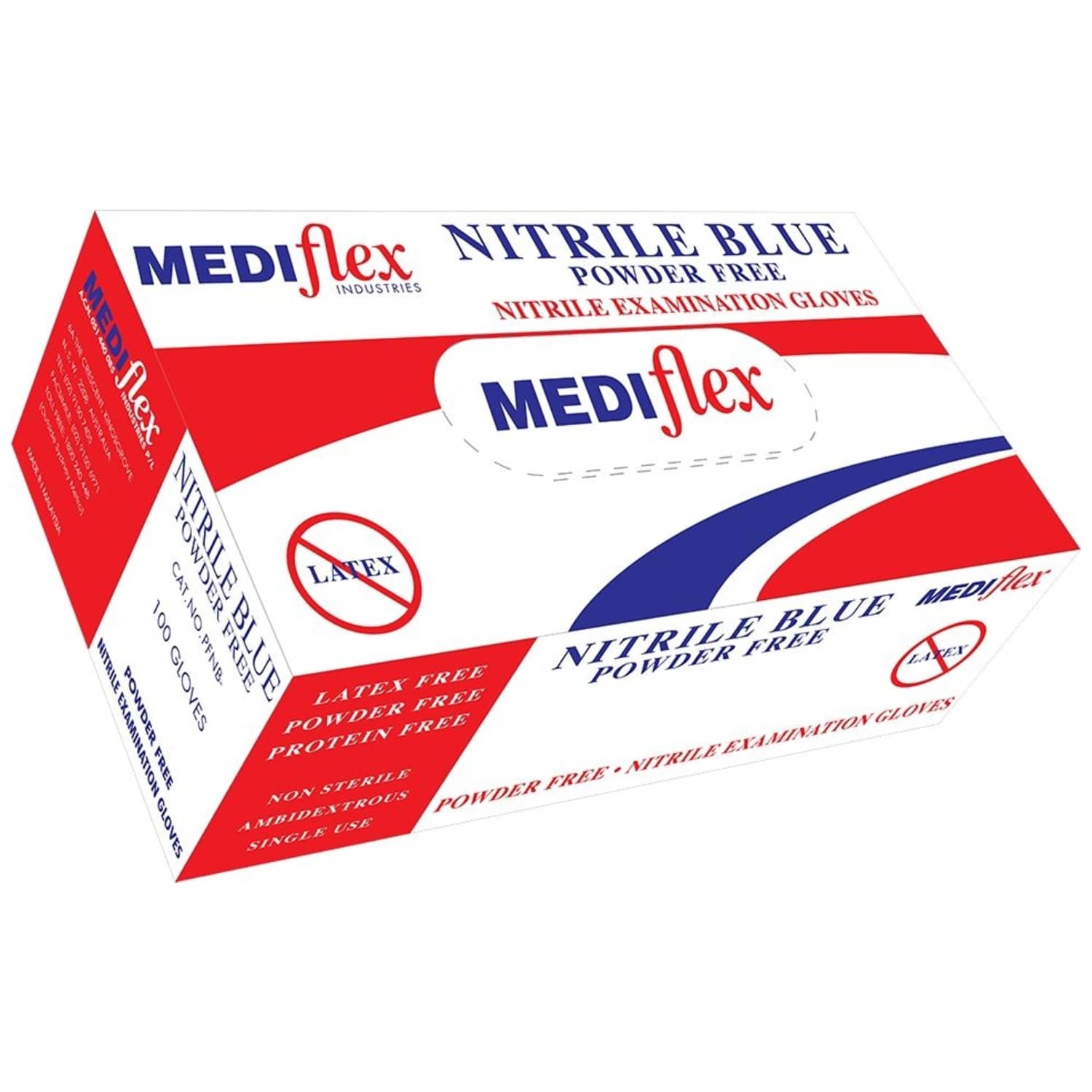 Mediflex Nitrile Blue Powder Free Nitrile Gloves 2Extra Large Box of