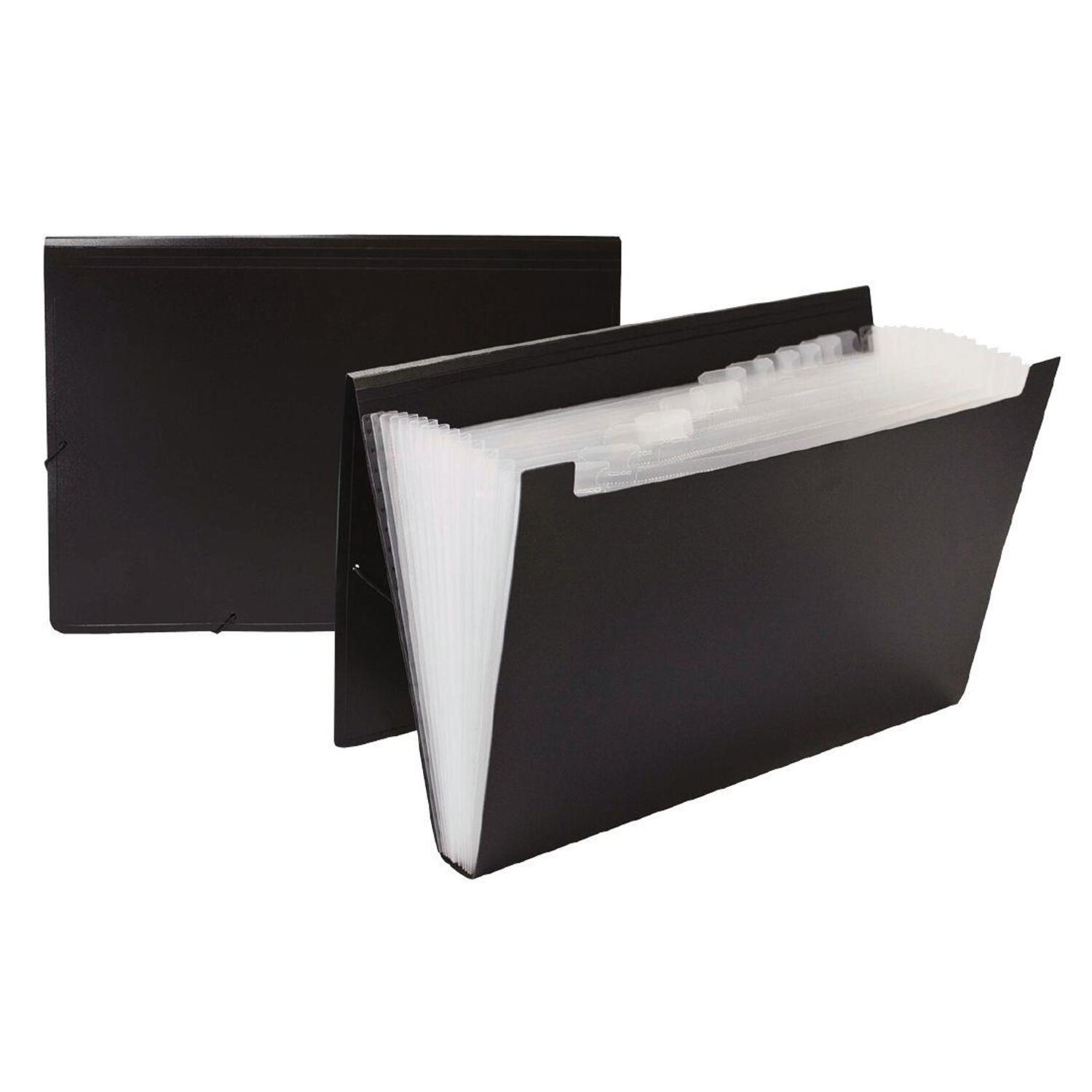 Marbig Expanding File Foolscap 12 Pocket Black Impact