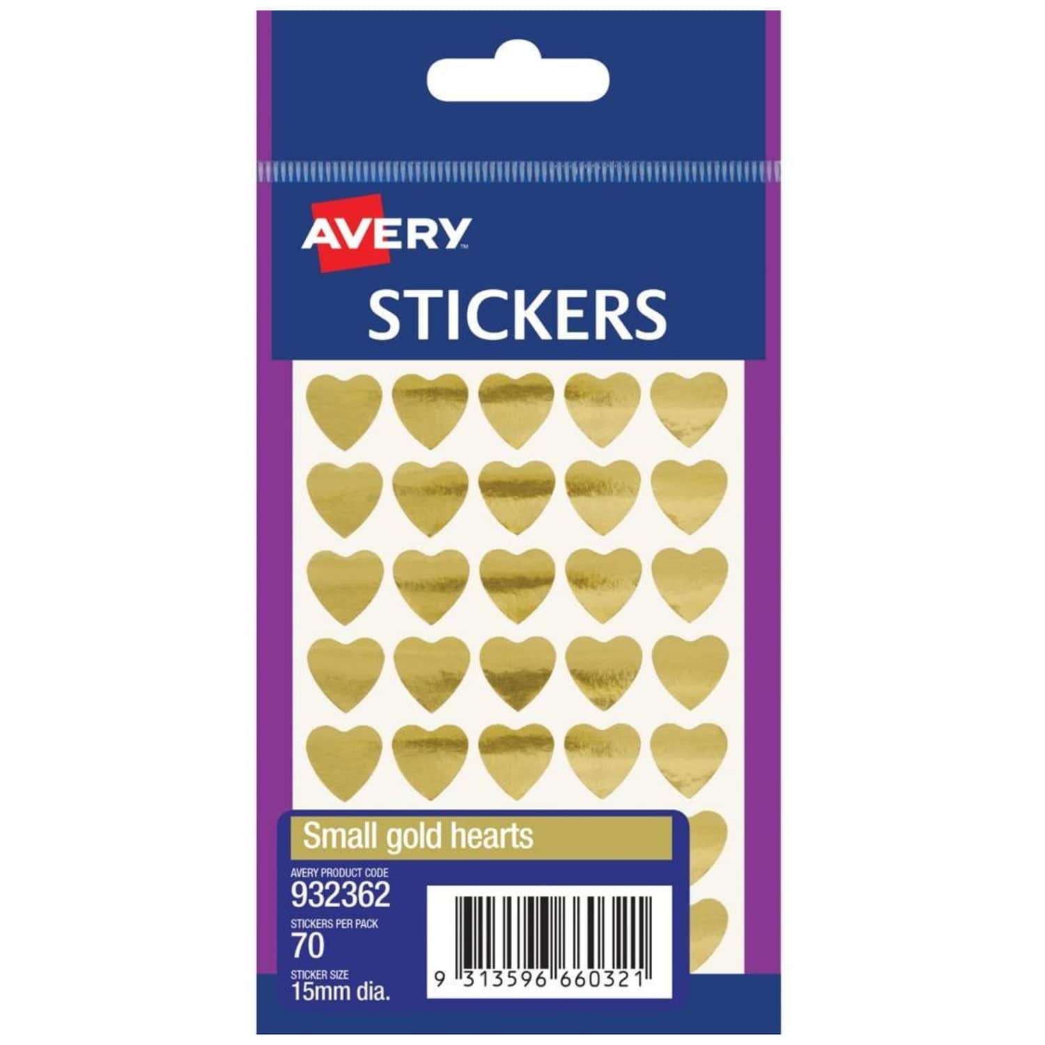 Avery Gold Multi-Purpose Stickers Small Hearts 70/Pack - Impact