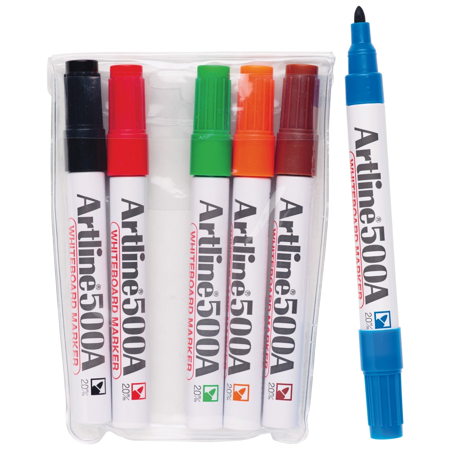 Artline 500A Whiteboard Marker 2mm Bullet Nib Assorted Wallet of 6 Impact