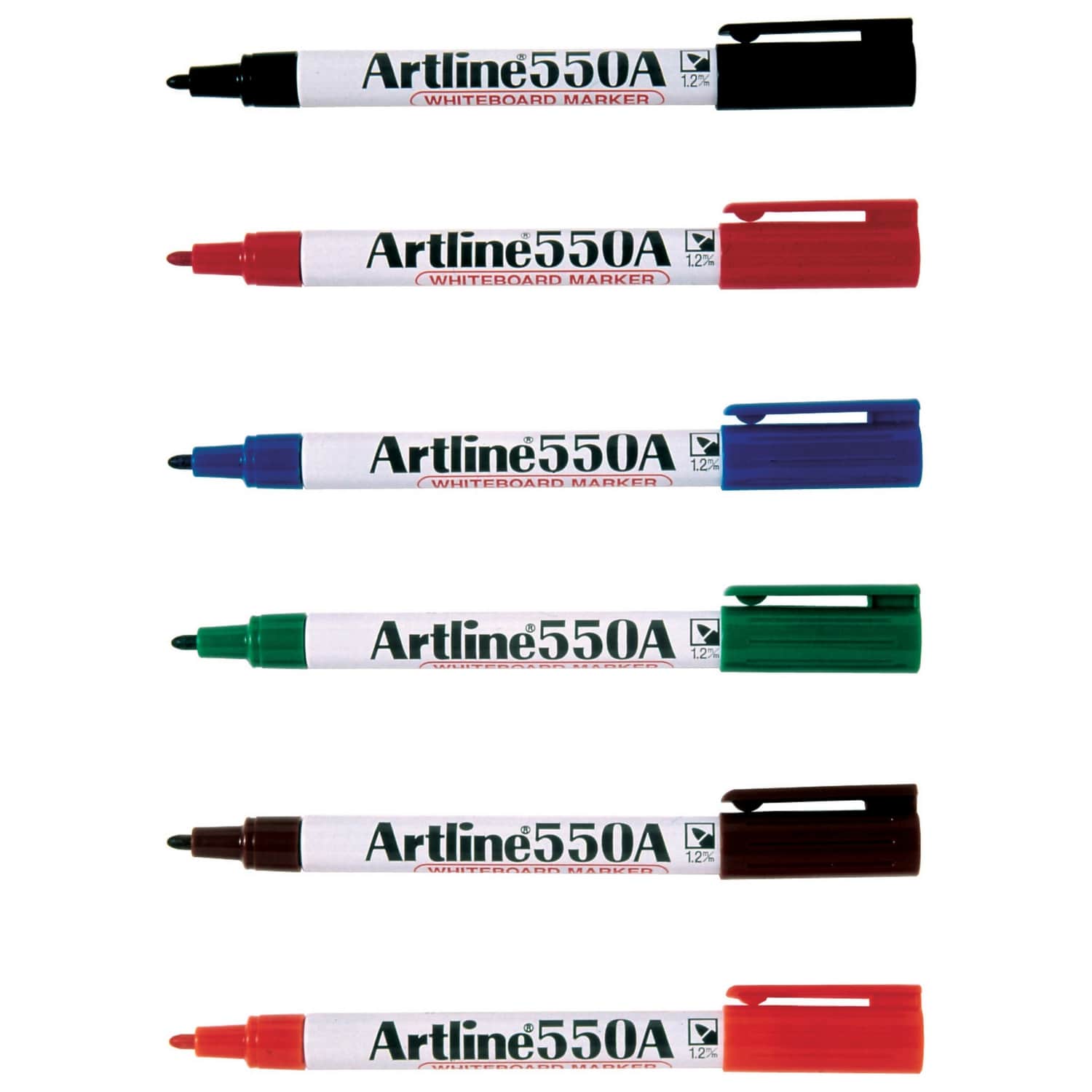 Artline 550A Whiteboard Marker 1.2mm Bullet Nib Assorted Box of 12 Impact