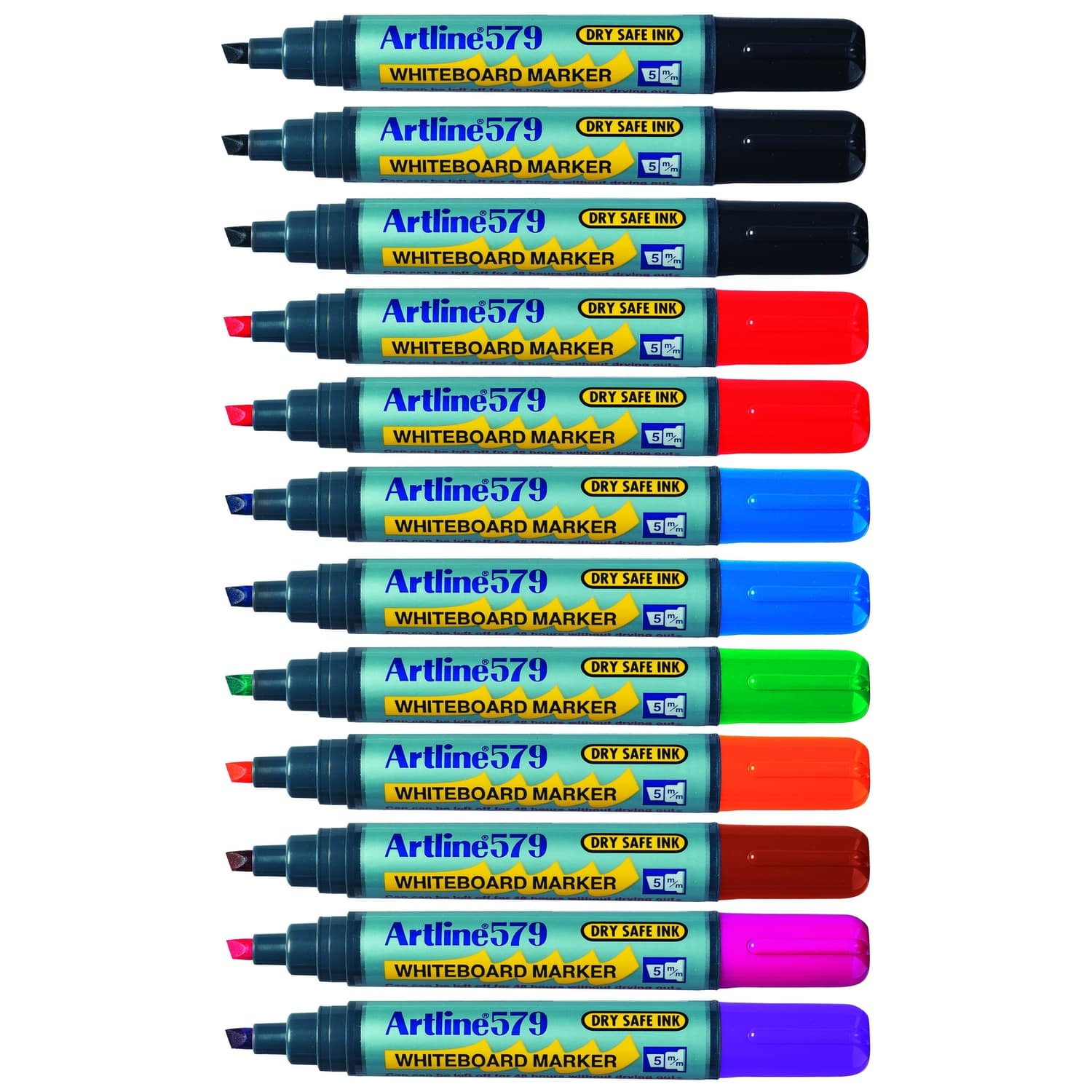 Artline 579 Whiteboard Marker 5mm Chisel Nib Assorted Box of 12 Impact
