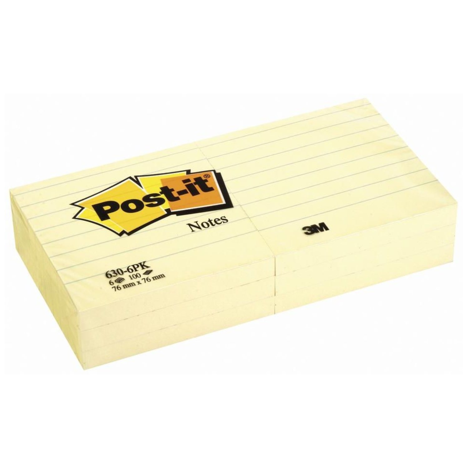 PostIt Notes 630 76x76mm Yellow Ruled Sold Each Impact