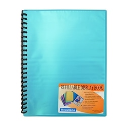 Beautone Display Book Refillable Cool Frost PP A4 20 Pockets - Blue