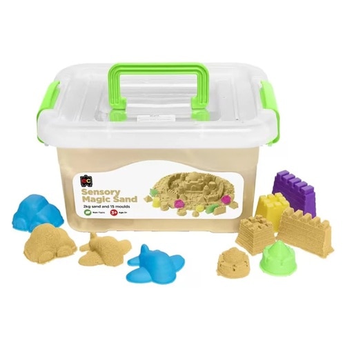 Sensory Magic Sand With 18 Moulds 2Kg Tub Natural