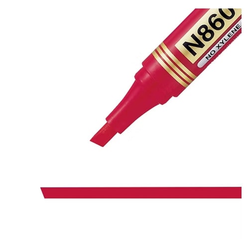 Pentel N860 Permanent Marker Chisel Point Red - Sold Each (12 per Box)