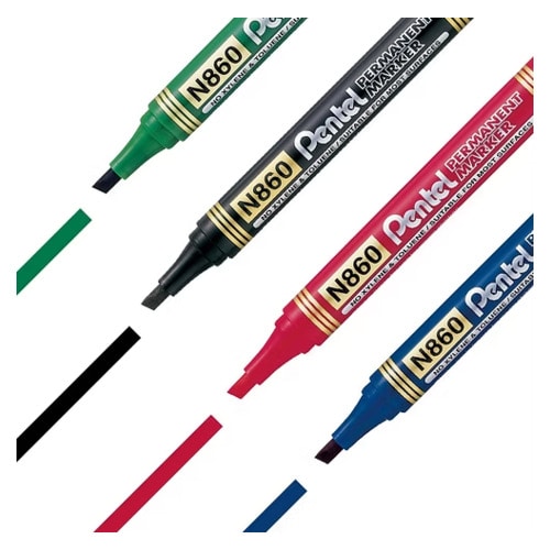 Pentel N860 Permanent Marker Chisel Point Red - Sold Each (12 per Box)