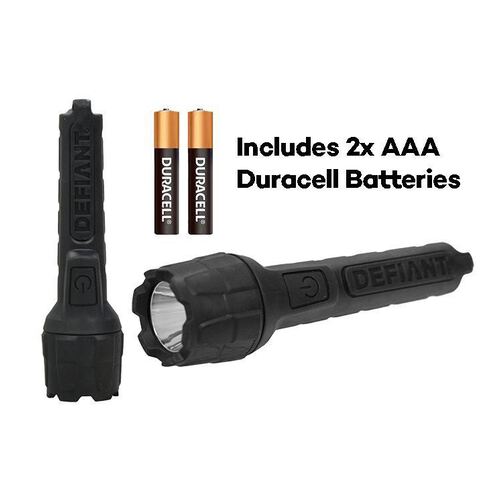 Torch Duracell Defiant Rubber Flashlight 80 Lumien With AAA Batteries